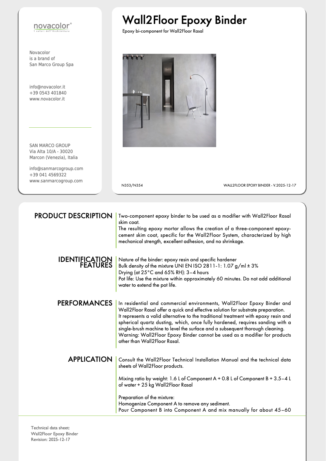 Wall2Floor Epoxy Binder
