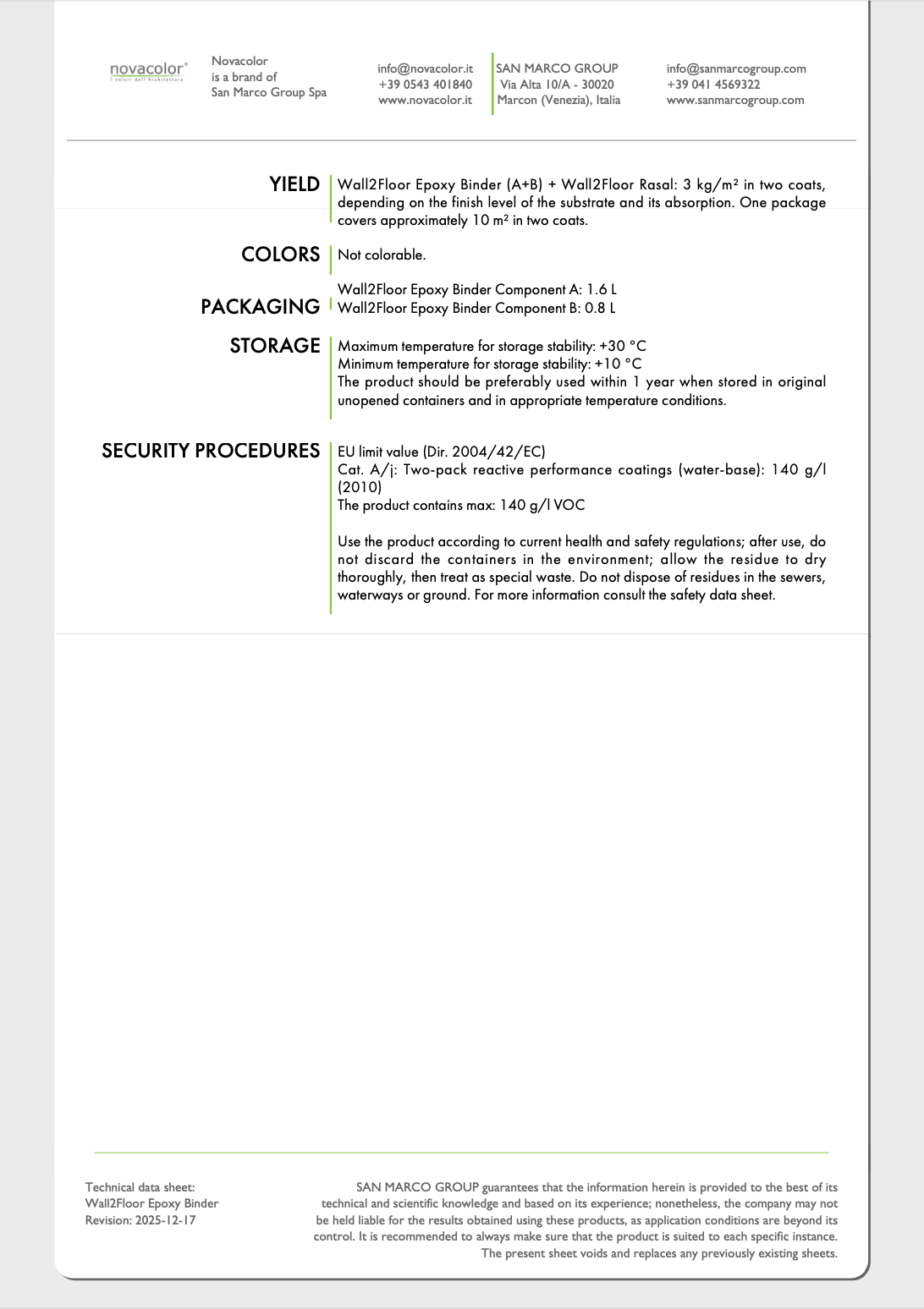 Wall2Floor Epoxy Binder